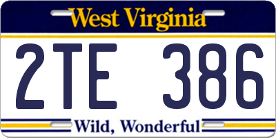 WV license plate 2TE386