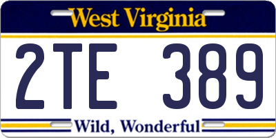 WV license plate 2TE389