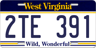 WV license plate 2TE391
