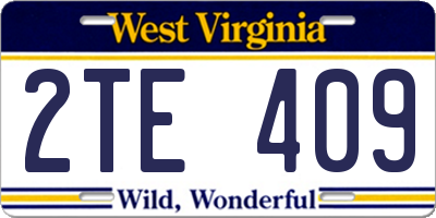 WV license plate 2TE409