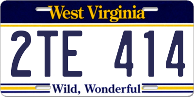 WV license plate 2TE414