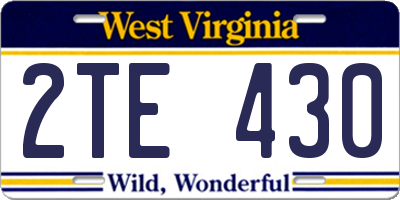 WV license plate 2TE430