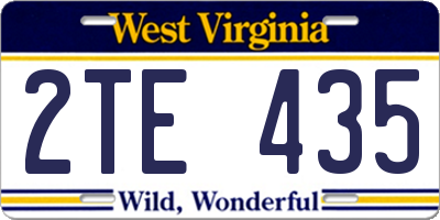 WV license plate 2TE435