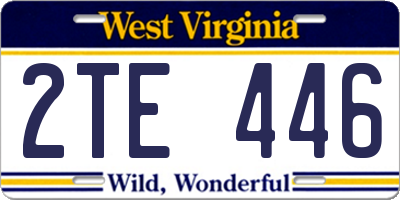 WV license plate 2TE446