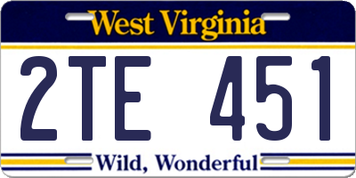 WV license plate 2TE451