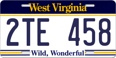 WV license plate 2TE458