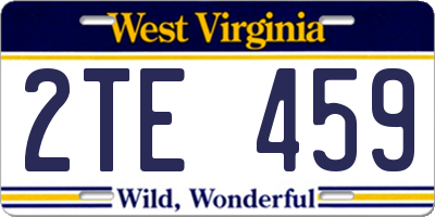 WV license plate 2TE459
