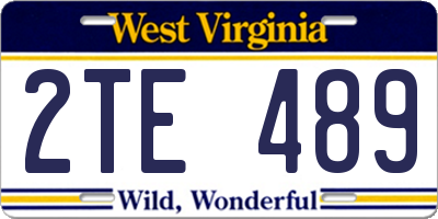 WV license plate 2TE489