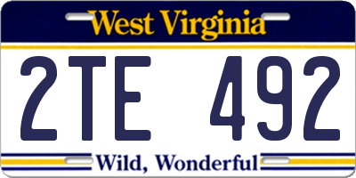 WV license plate 2TE492