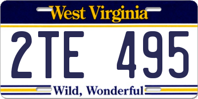 WV license plate 2TE495
