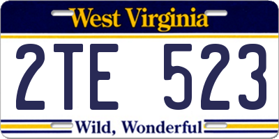 WV license plate 2TE523