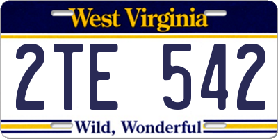 WV license plate 2TE542
