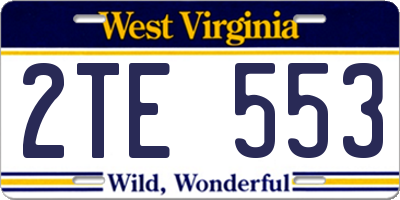 WV license plate 2TE553