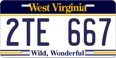 WV license plate 2TE667