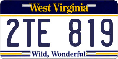 WV license plate 2TE819