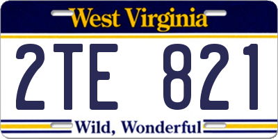 WV license plate 2TE821