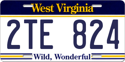 WV license plate 2TE824