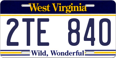 WV license plate 2TE840
