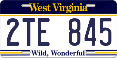 WV license plate 2TE845