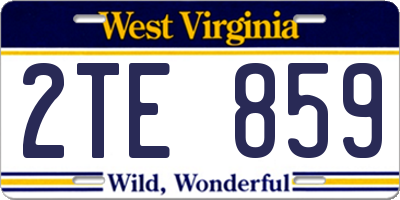 WV license plate 2TE859