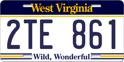WV license plate 2TE861