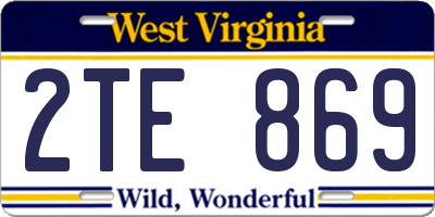 WV license plate 2TE869