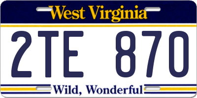 WV license plate 2TE870