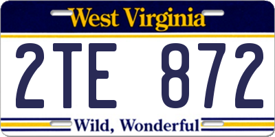 WV license plate 2TE872
