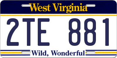 WV license plate 2TE881