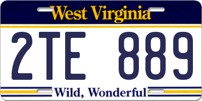 WV license plate 2TE889