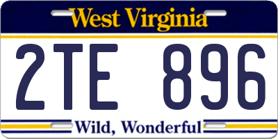 WV license plate 2TE896