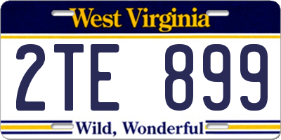 WV license plate 2TE899