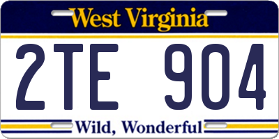 WV license plate 2TE904