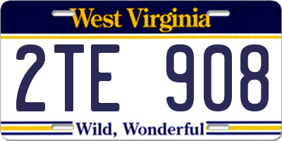 WV license plate 2TE908