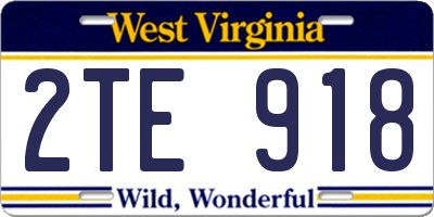 WV license plate 2TE918