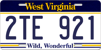 WV license plate 2TE921