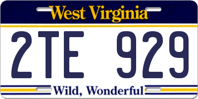 WV license plate 2TE929