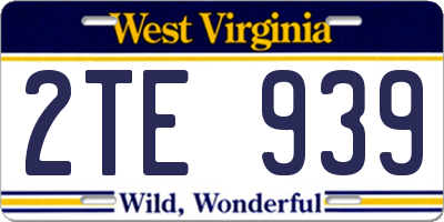 WV license plate 2TE939