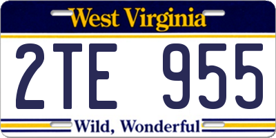 WV license plate 2TE955