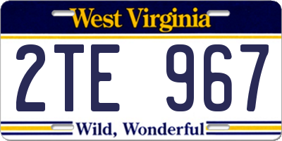 WV license plate 2TE967