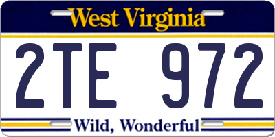 WV license plate 2TE972