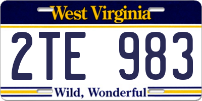 WV license plate 2TE983