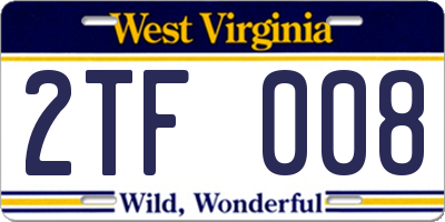 WV license plate 2TF008