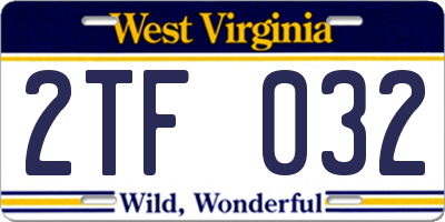 WV license plate 2TF032