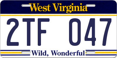 WV license plate 2TF047