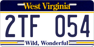 WV license plate 2TF054