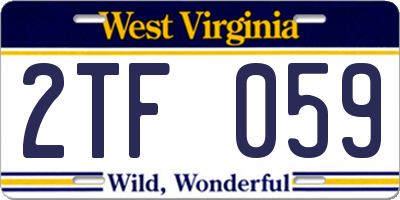WV license plate 2TF059