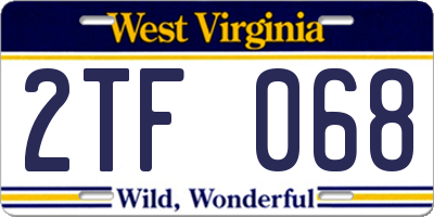 WV license plate 2TF068
