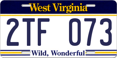 WV license plate 2TF073