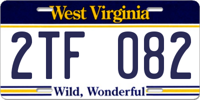 WV license plate 2TF082